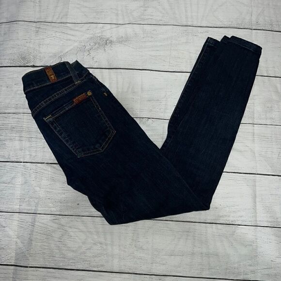 7 For All Mankind 7FAM The Slim Cigarette Dark Wash Denim Jeans sz 24 Stretch - Picture 1 of 5